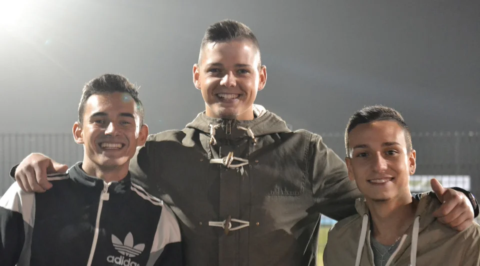 Lustiges Trüppchen: Karim Lange, Rene Selimi und Giulliano Strazzanti ...