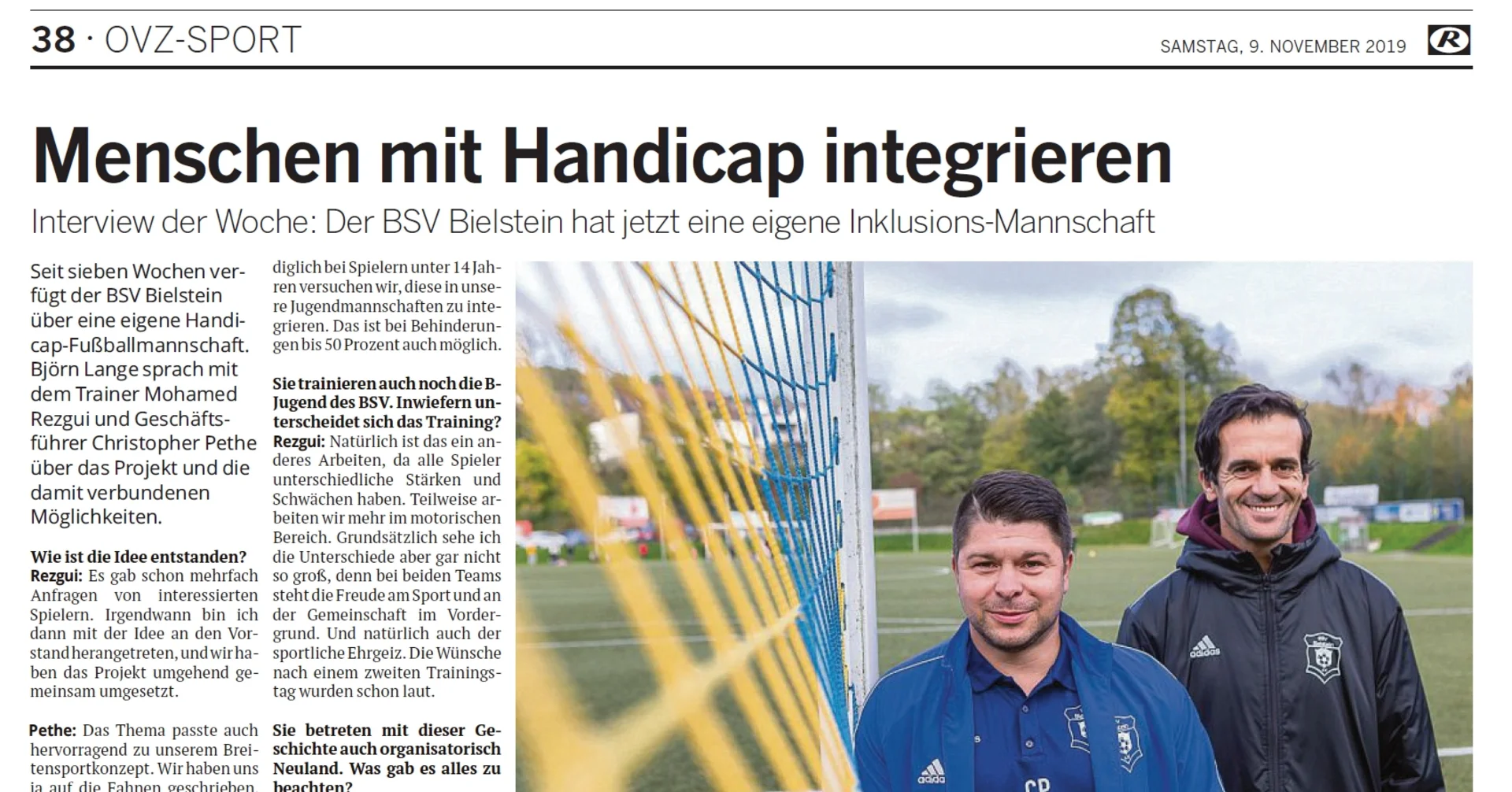 Der Artikel erschien am Samstag, den 9. November 2019, in der Oberbergischen Volkszeitung