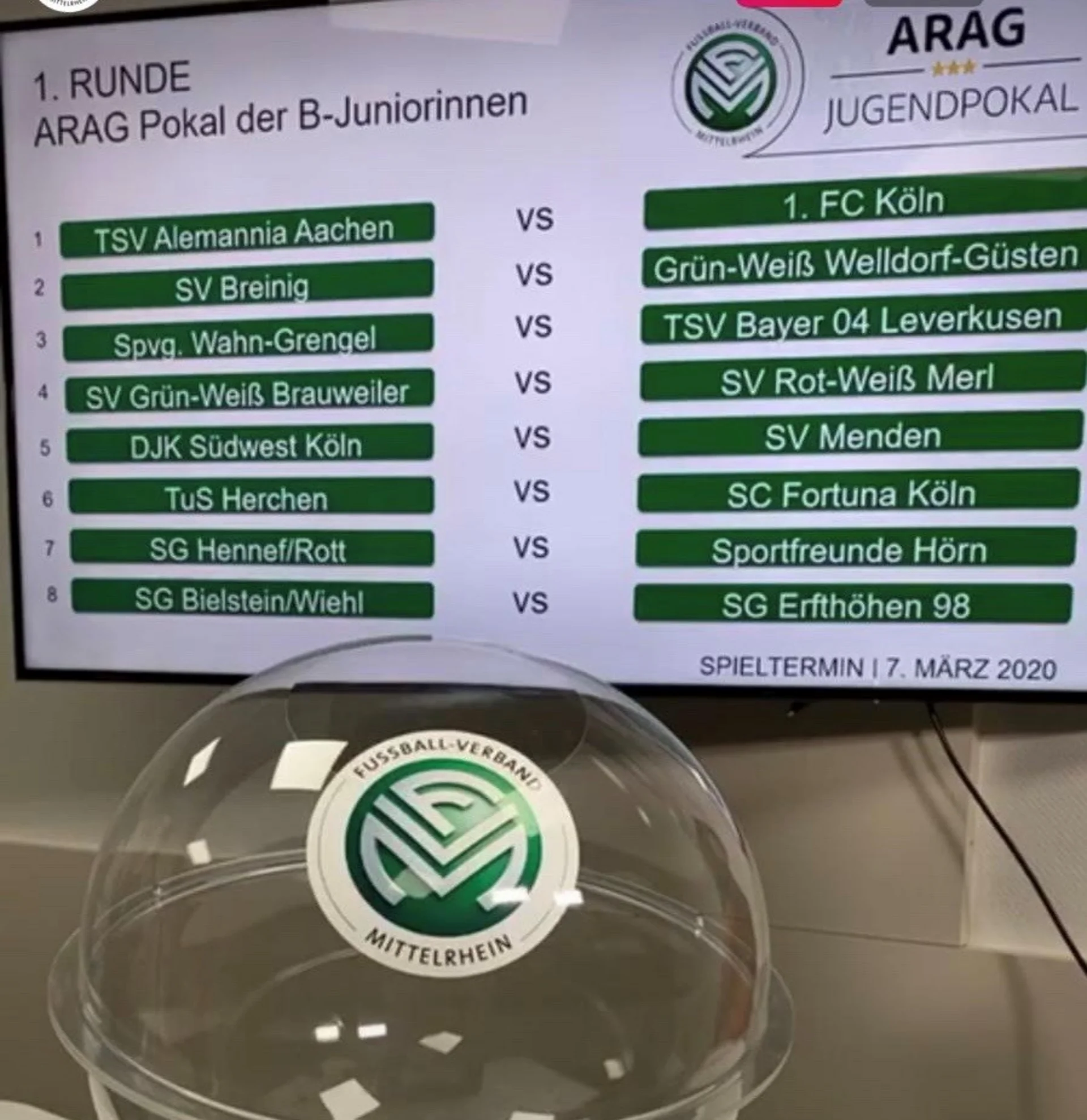 Die Auslosung der Pokalrunden wurde im Livestream übertragen