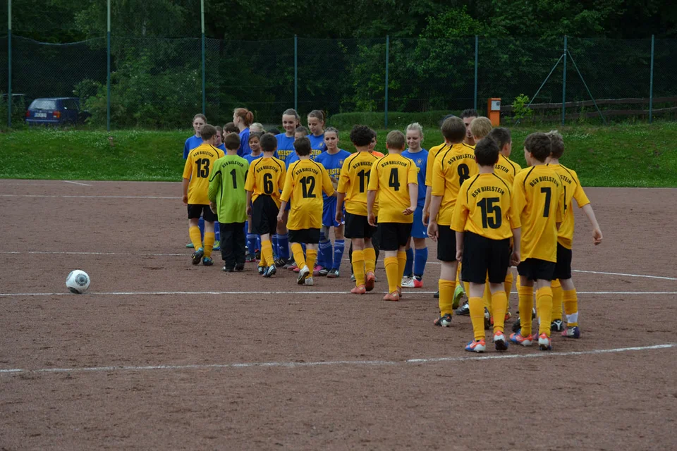 Beide Mannschaften beim Handshake vor dem Spiel Beide Mannschaften beim Handshake vor dem Spiel