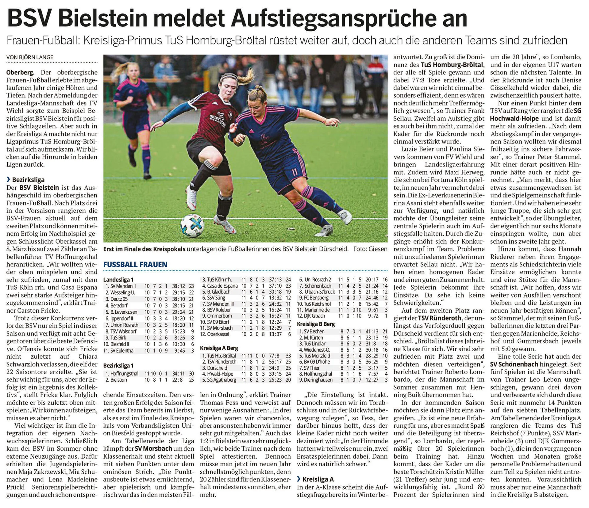 Der Artikel erschien am Mittwoch, den 8. Januar 2020, in der Oberbergischen Volkszeitung