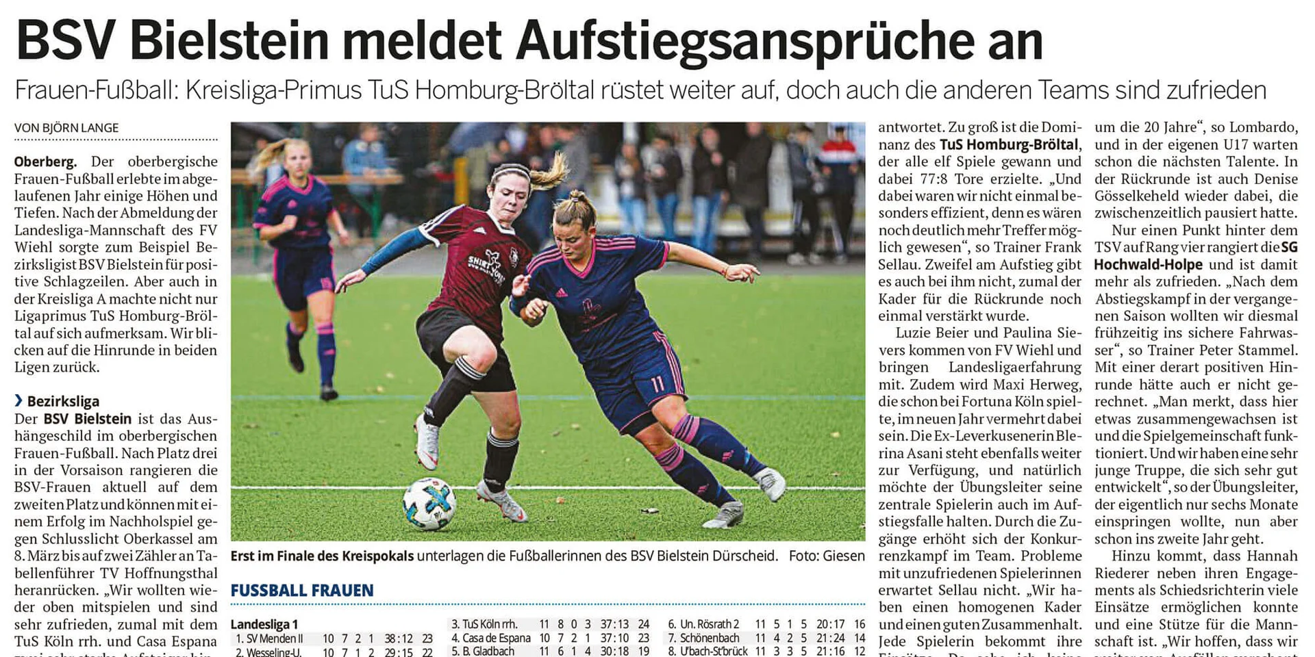 Der Artikel erschien am Mittwoch, den 8. Januar 2020, in der Oberbergischen Volkszeitung